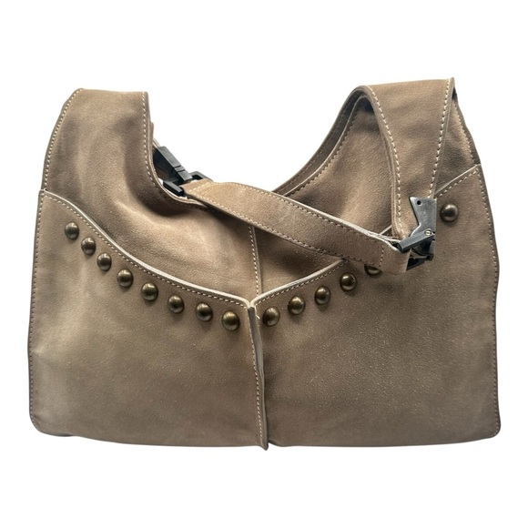 Rosetti Handbags - SOLD - Rosetti taupe suede studded hobo handbag, suede